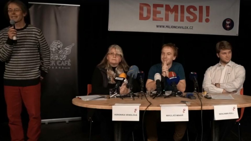Tisková konference Milionu chvilek pro demokracii